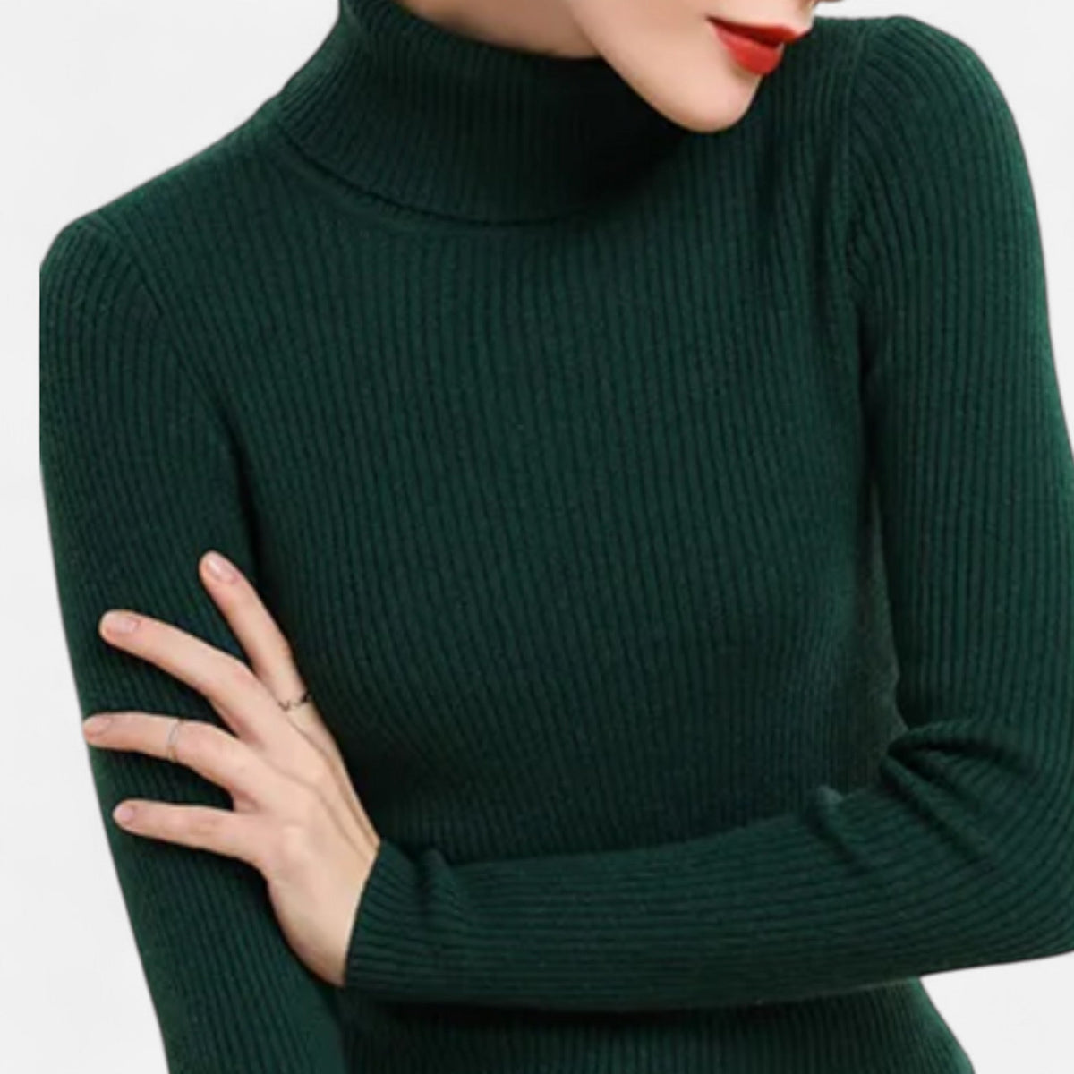 Martina | Jersey Ajustado de Cuello Alto de Canalé, Elegante