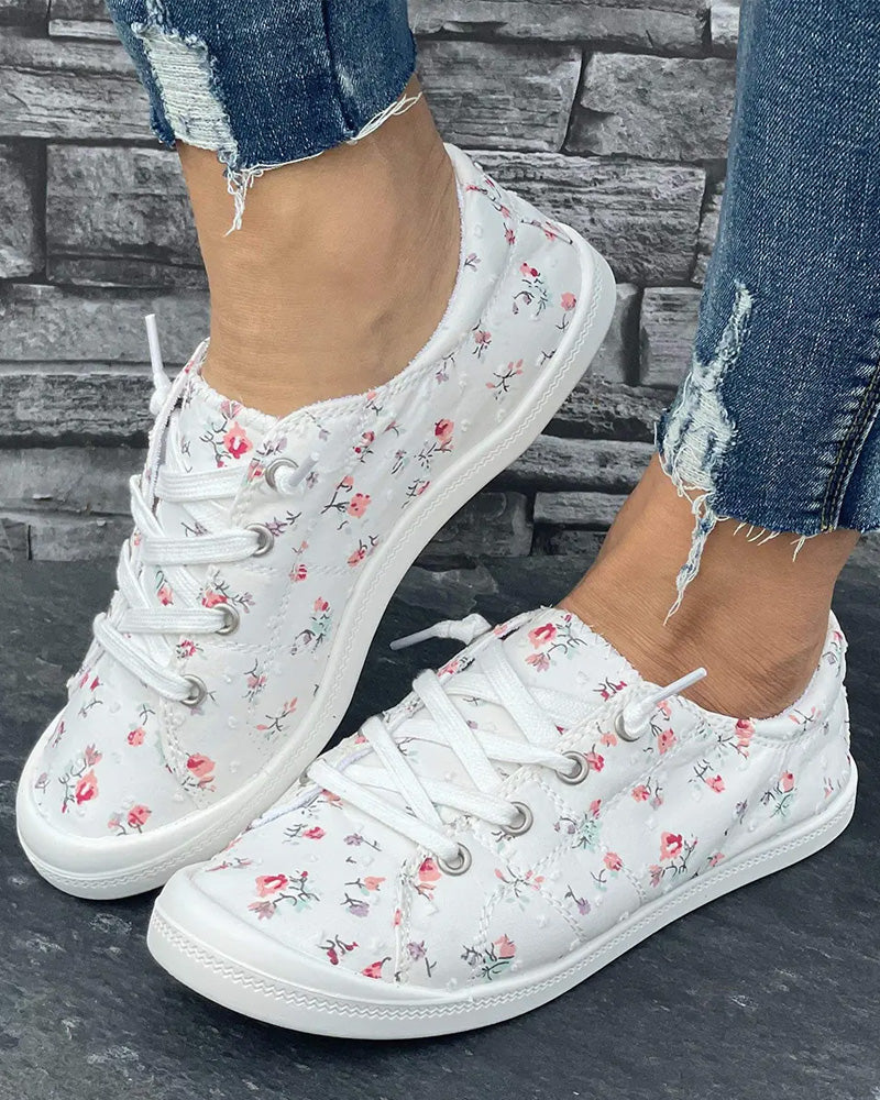 Zapatillas de Tela con Estampado Floral