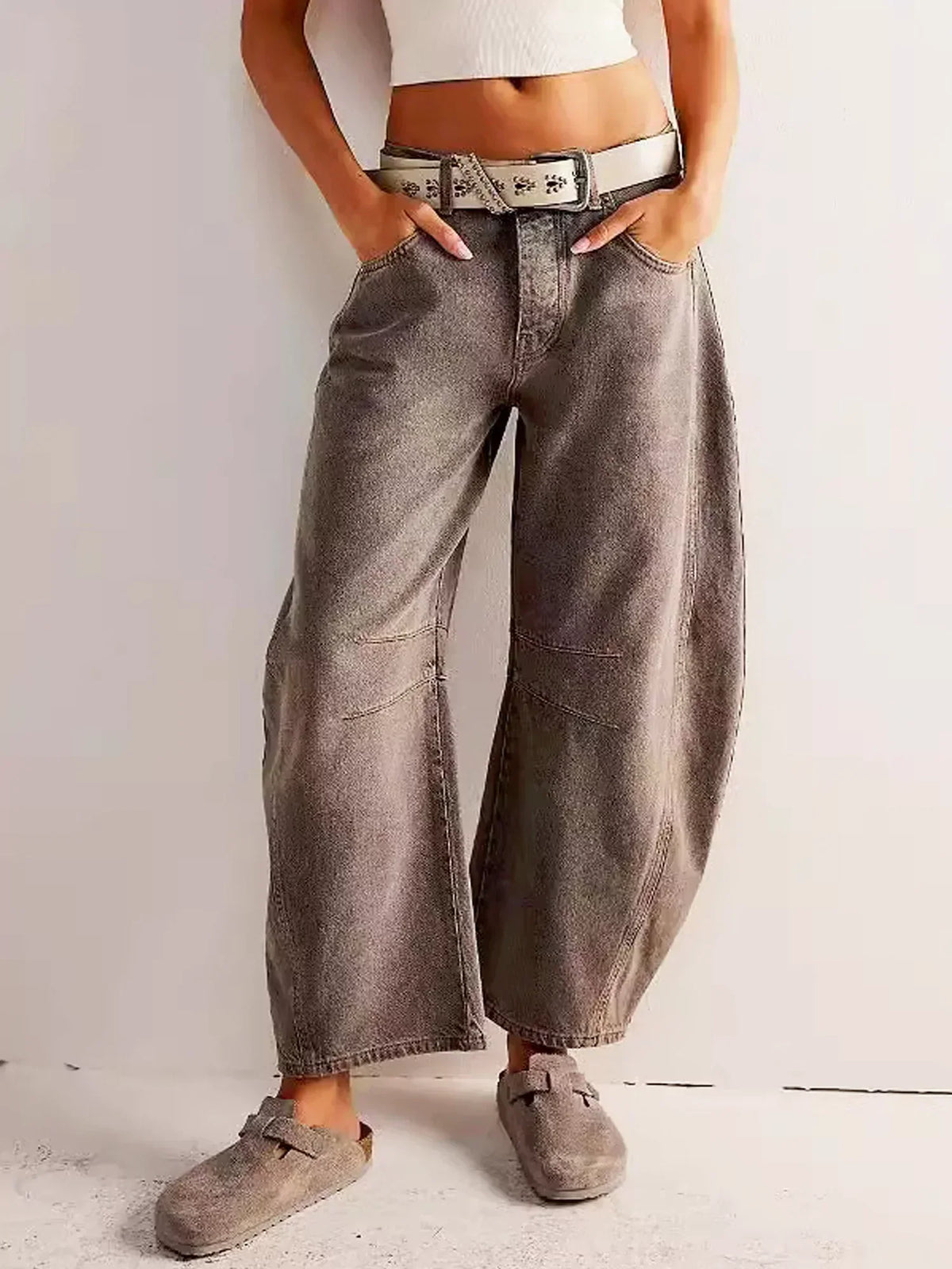 Natalia | Vaqueros Baggy de Pierna Ancha con Estampado de Leopardo, Atrevido