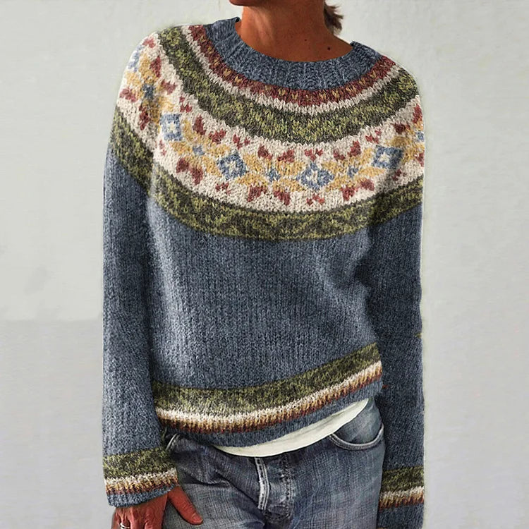 Edith | Jersey Retro de Bloques de Color, Acogedor