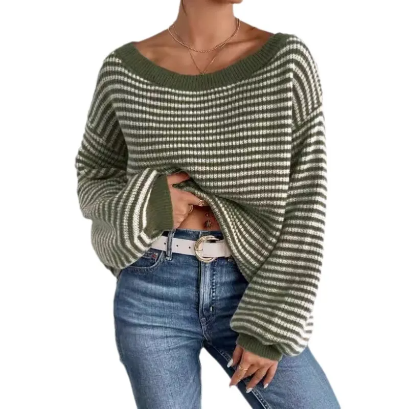 Lourdes | Jersey de Rayas con Hombros Descubiertos, Casual