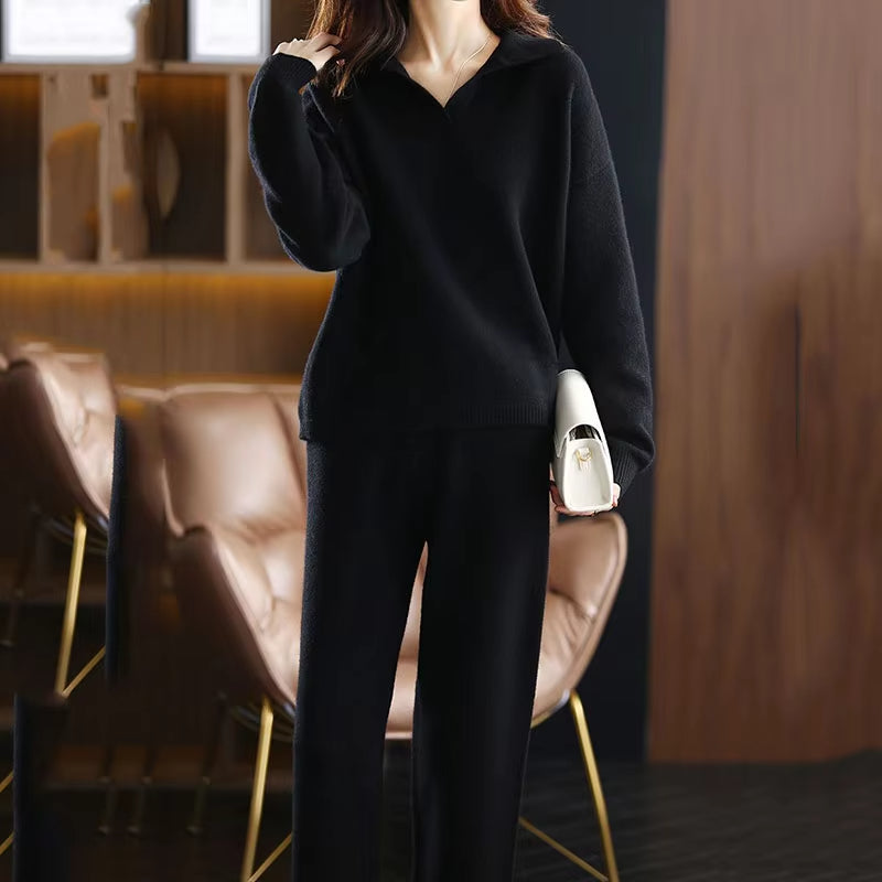 Aída | Conjunto de Jersey con Cuello y Pantalón, Cómodo