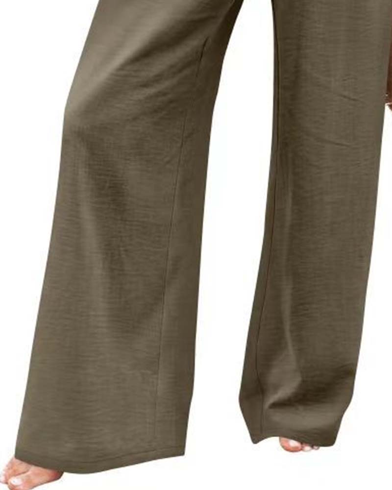 Pantalón Ancho con Cintura Elástica y Botones