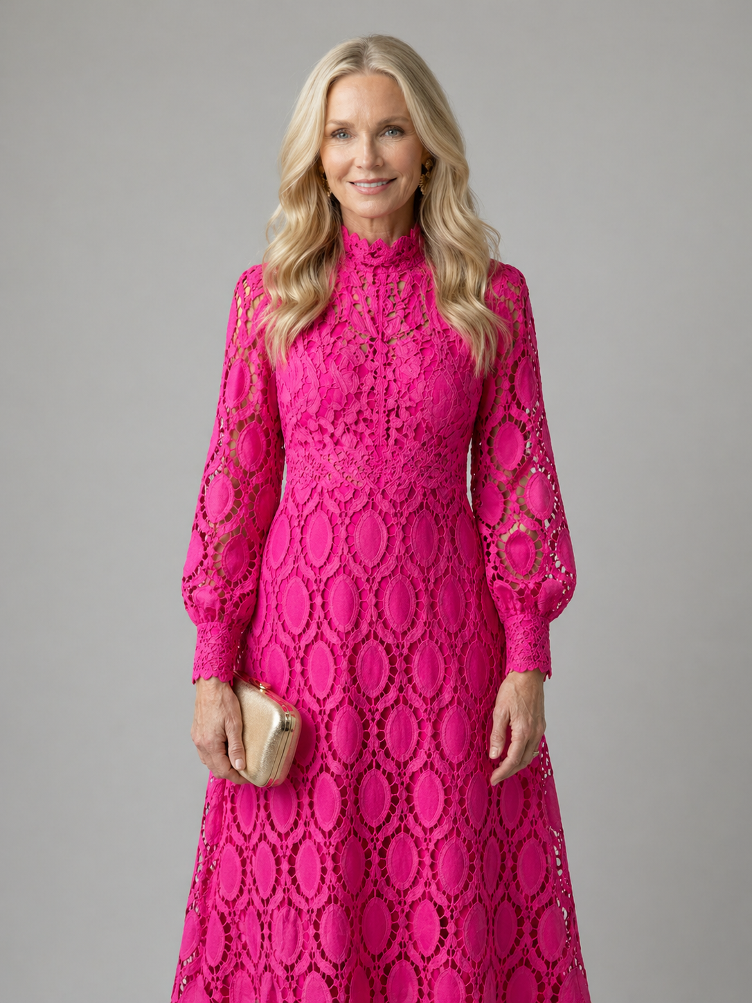 Eloah | Vestido Midi de Encaje con Manga Larga, Elegante y Femenino