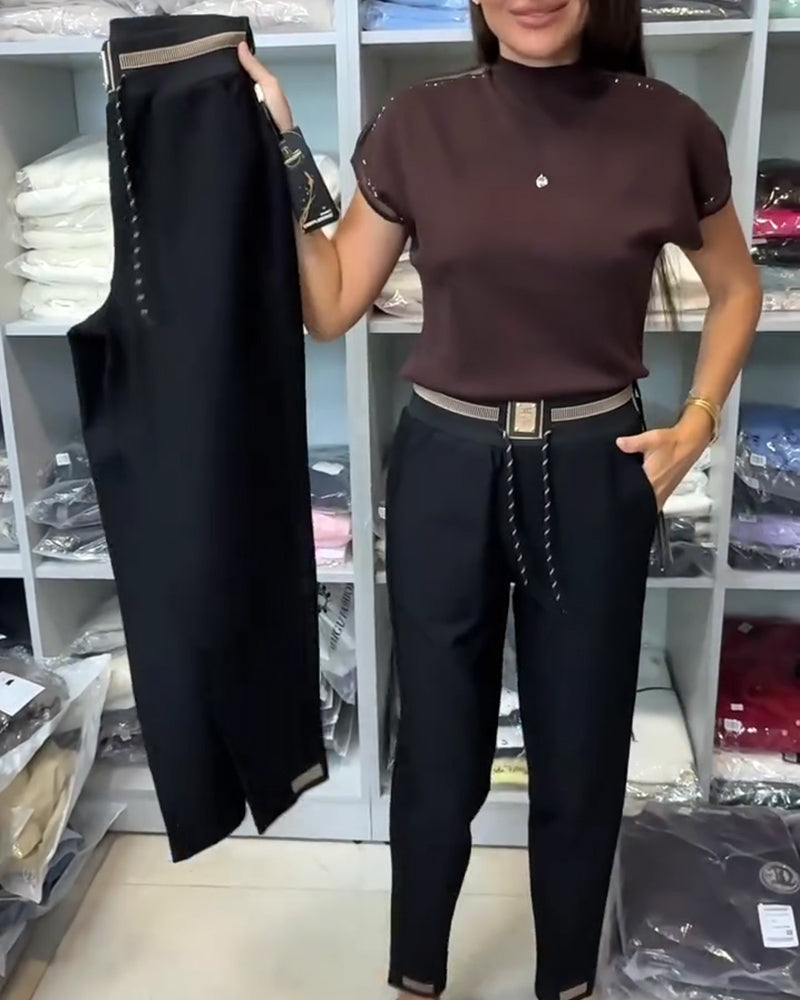 Pantalón Elegante con Cintura Elástica y Cordón