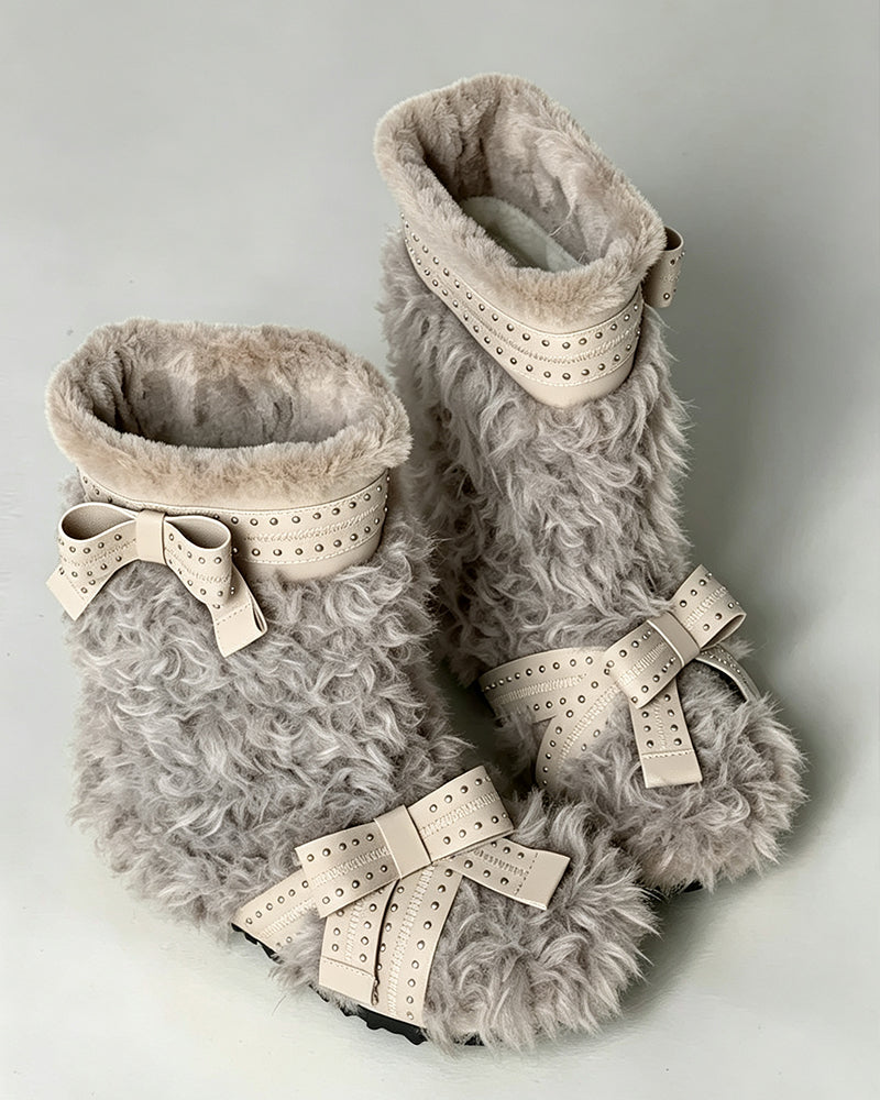Botas de Nieve Planas con Forro de Pelo Sintético