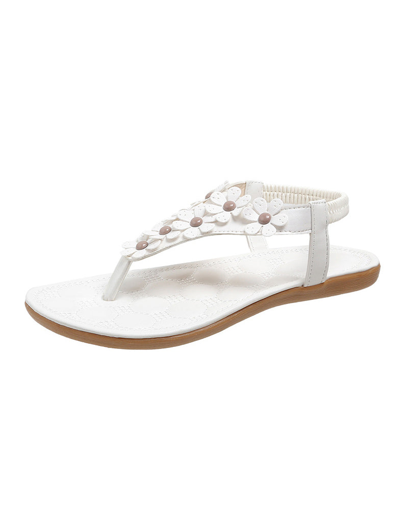 Sandalias de Playa con Flores en Relieve
