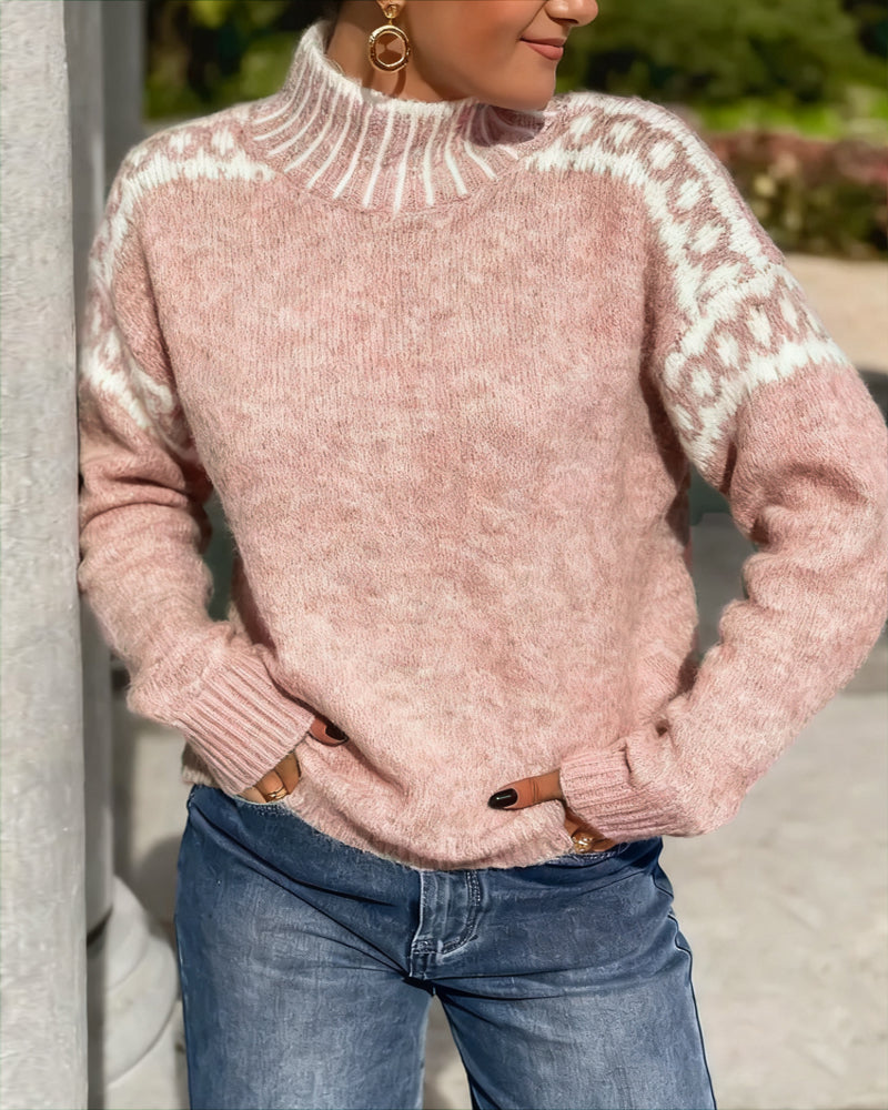 Runa | Jersey de Cuello Alto con Estampado en Contraste, Diseño Llamativo