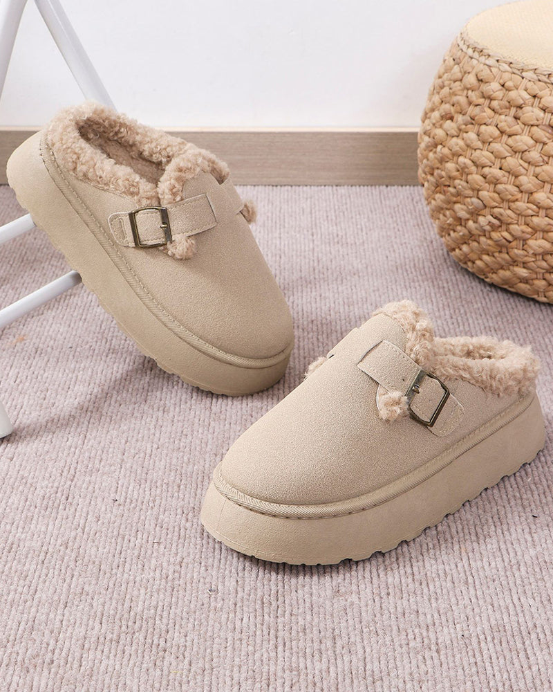 Zapatillas de Casa con Hebilla y Suela Gruesa
