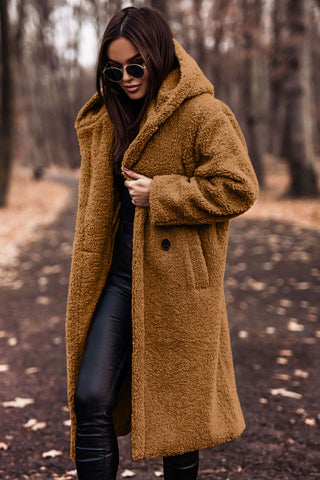 Olalla | Abrigo Teddy Largo con Capucha y Cuello, Acogedor