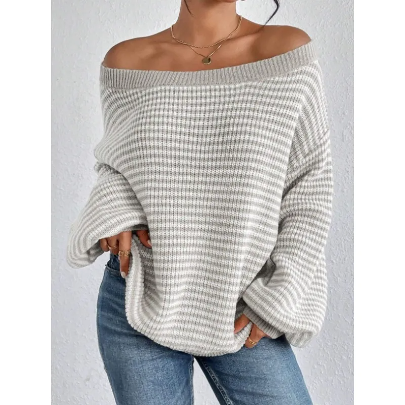 Lourdes | Jersey de Rayas con Hombros Descubiertos, Casual