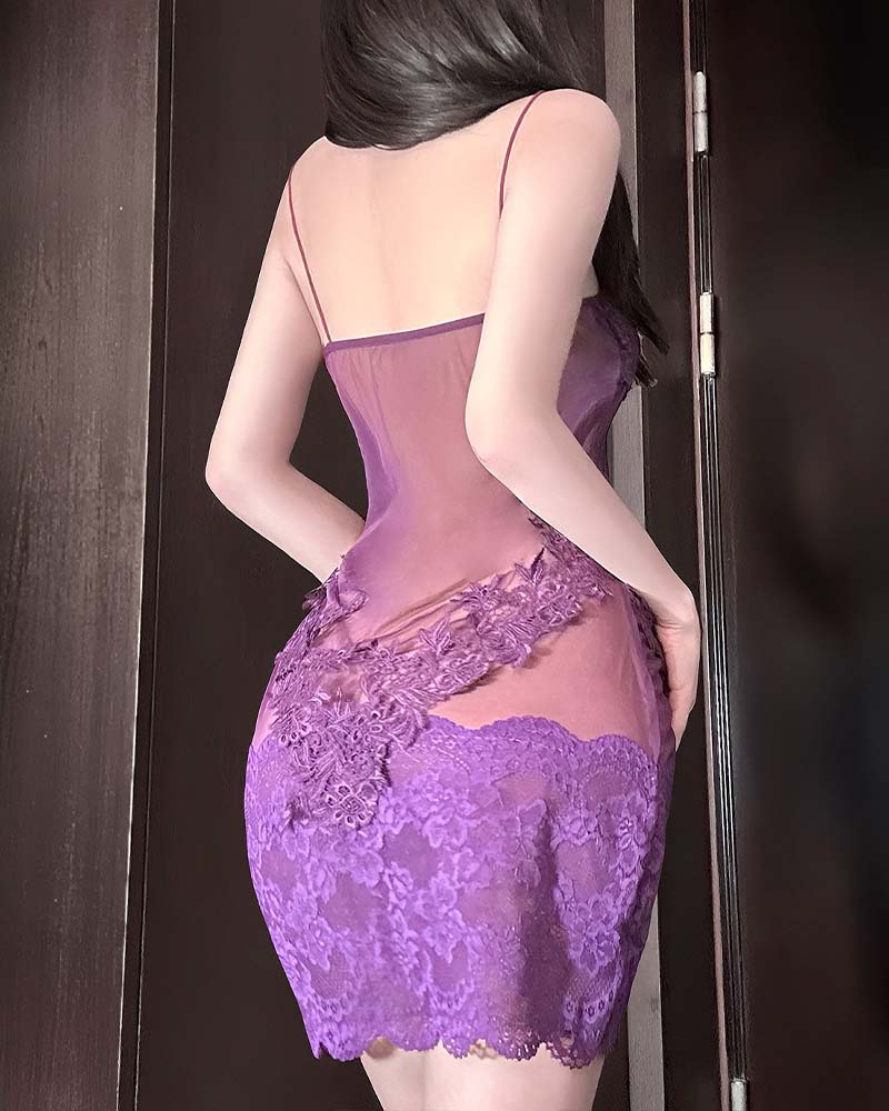 Camisón liso de encaje