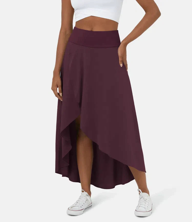 Amelie | Falda Midi Asimétrica de Tiro Alto, Elegante