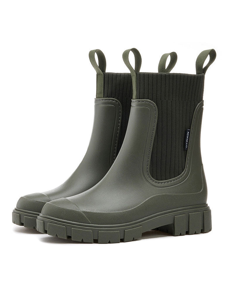 Botas Impermeables de Media Caña con Suela Gruesa