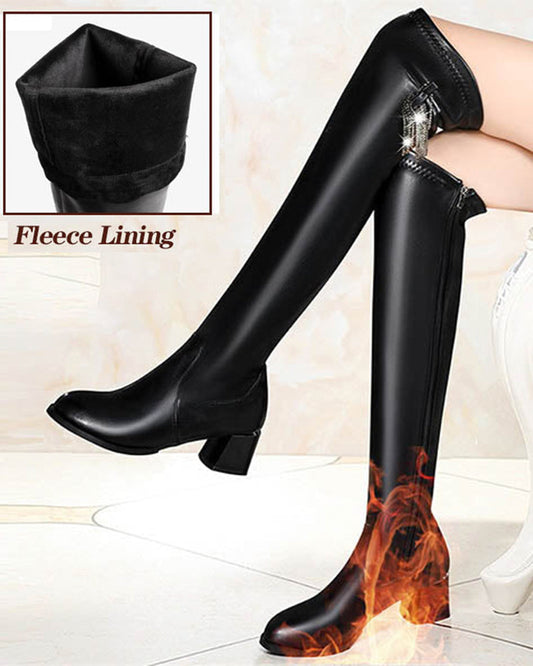 Botas Altas Cálidas con Cremallera Lateral
