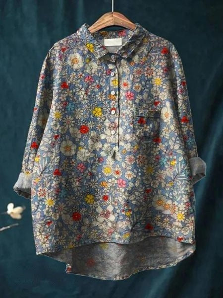 Lila | Blusa Fluida con Estampado Floral, Femenina