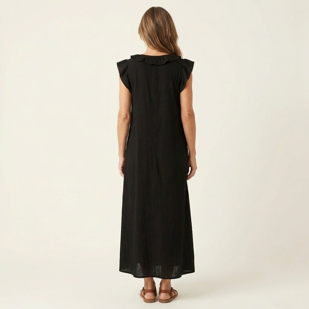 Josette | Vestido Maxi con Volantes y Escote en V, Fresco y Favorecedor