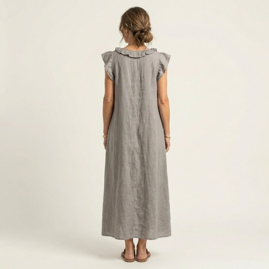 Josette | Vestido Maxi con Volantes y Escote en V, Fresco y Favorecedor