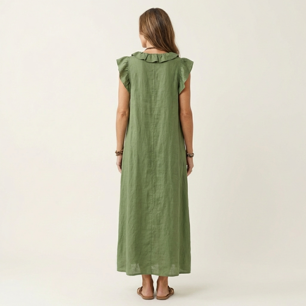 Josette | Vestido Maxi con Volantes y Escote en V, Fresco y Favorecedor