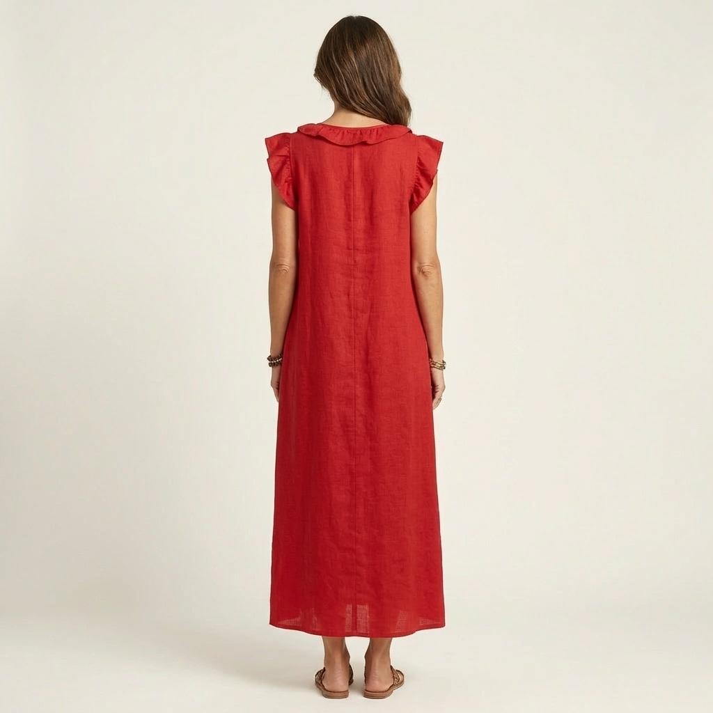 Josette | Vestido Maxi con Volantes y Escote en V, Fresco y Favorecedor