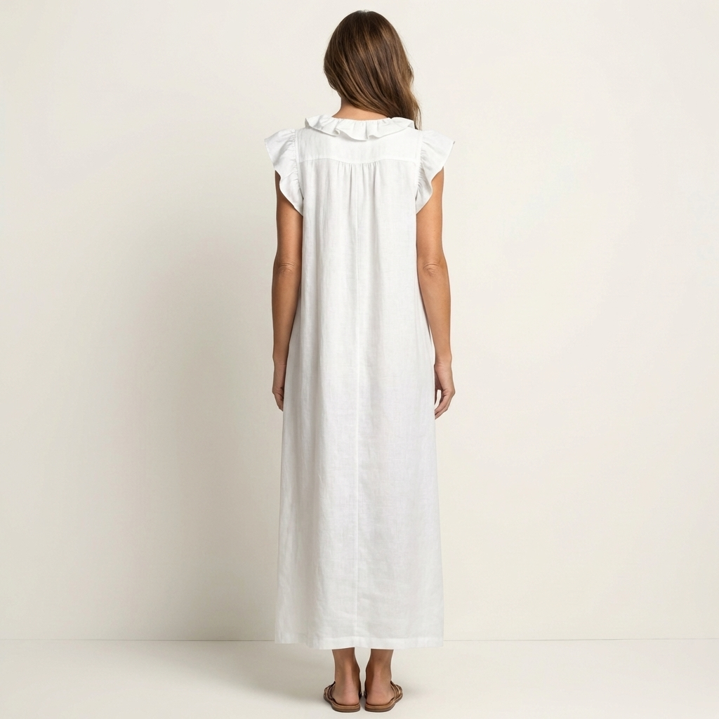 Josette | Vestido Maxi con Volantes y Escote en V, Fresco y Favorecedor