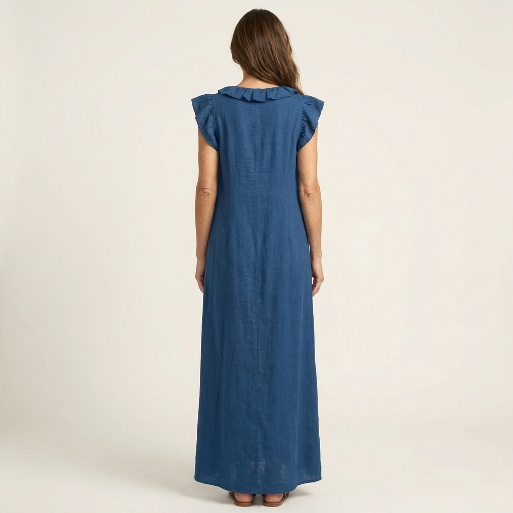 Josette | Vestido Maxi con Volantes y Escote en V, Fresco y Favorecedor