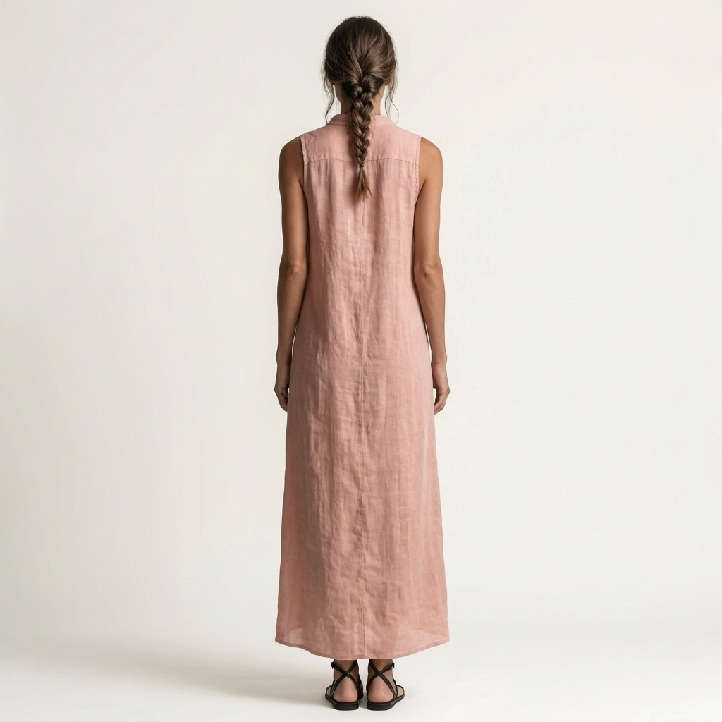 Mirabell | Vestido Maxi sin Mangas con Capucha y Botones, Versátil
