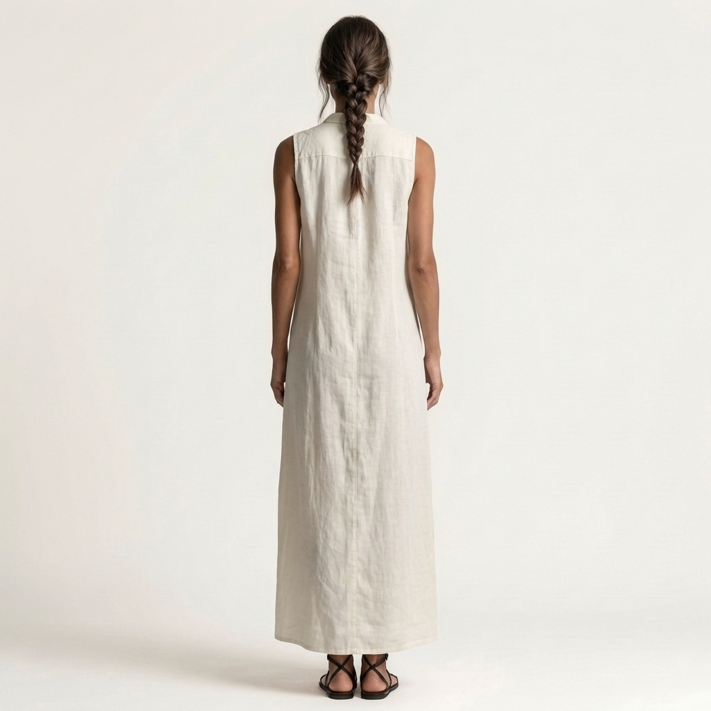 Mirabell | Vestido Maxi sin Mangas con Capucha y Botones, Versátil