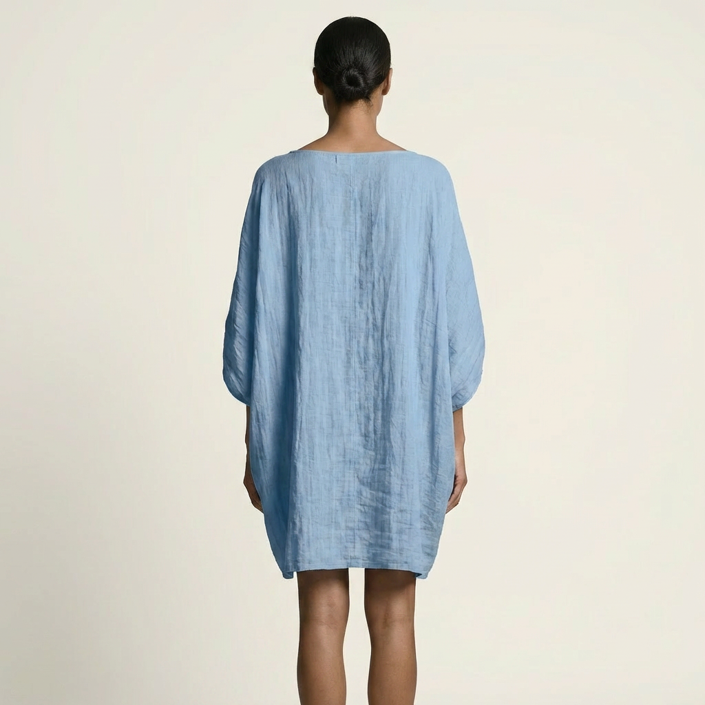 Glorielle | Vestido Corto Holgado con Mangas Murciélago y Bolsillos
