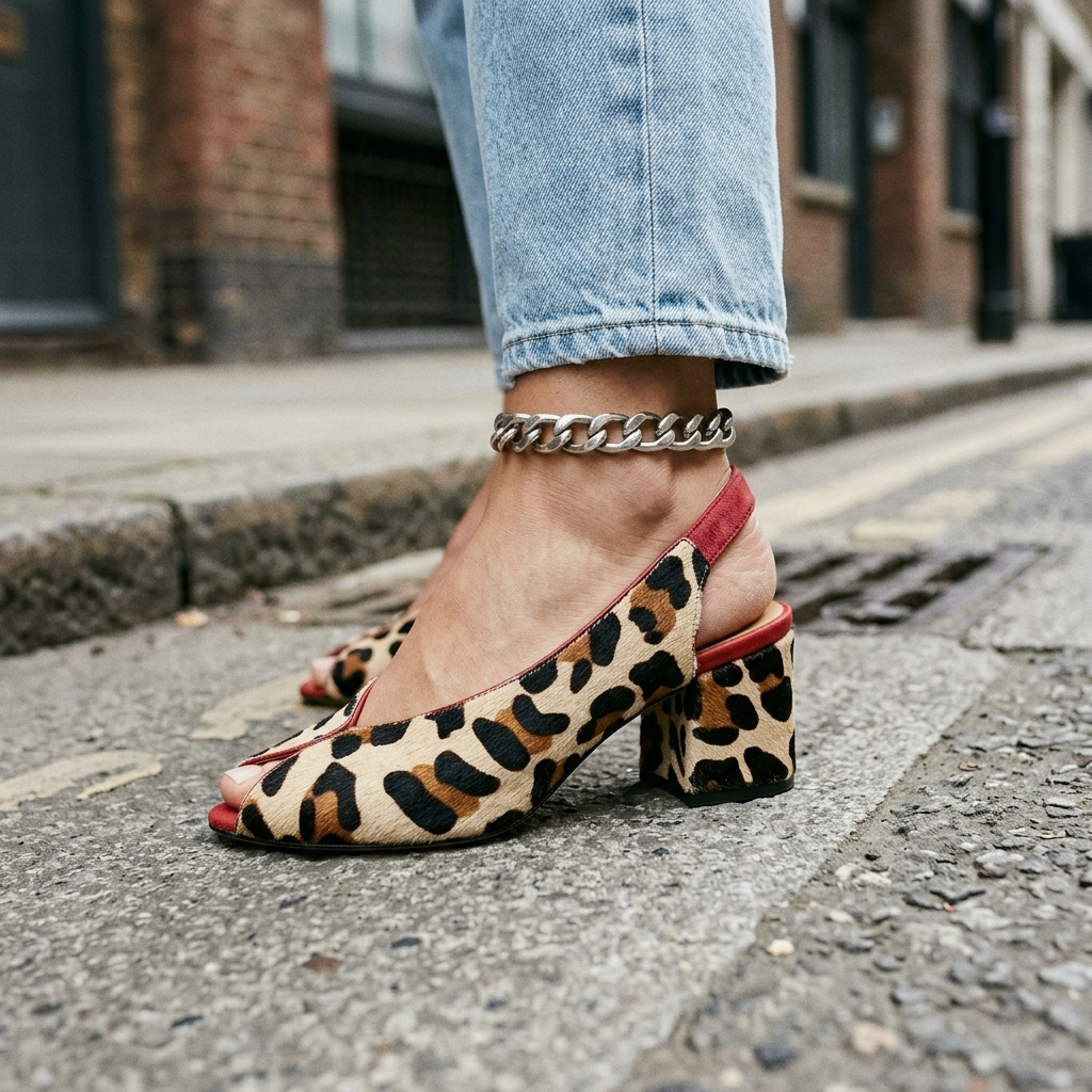 Raquel | Sandalias Destalonadas con Estampado de Leopardo, Sofisticadas