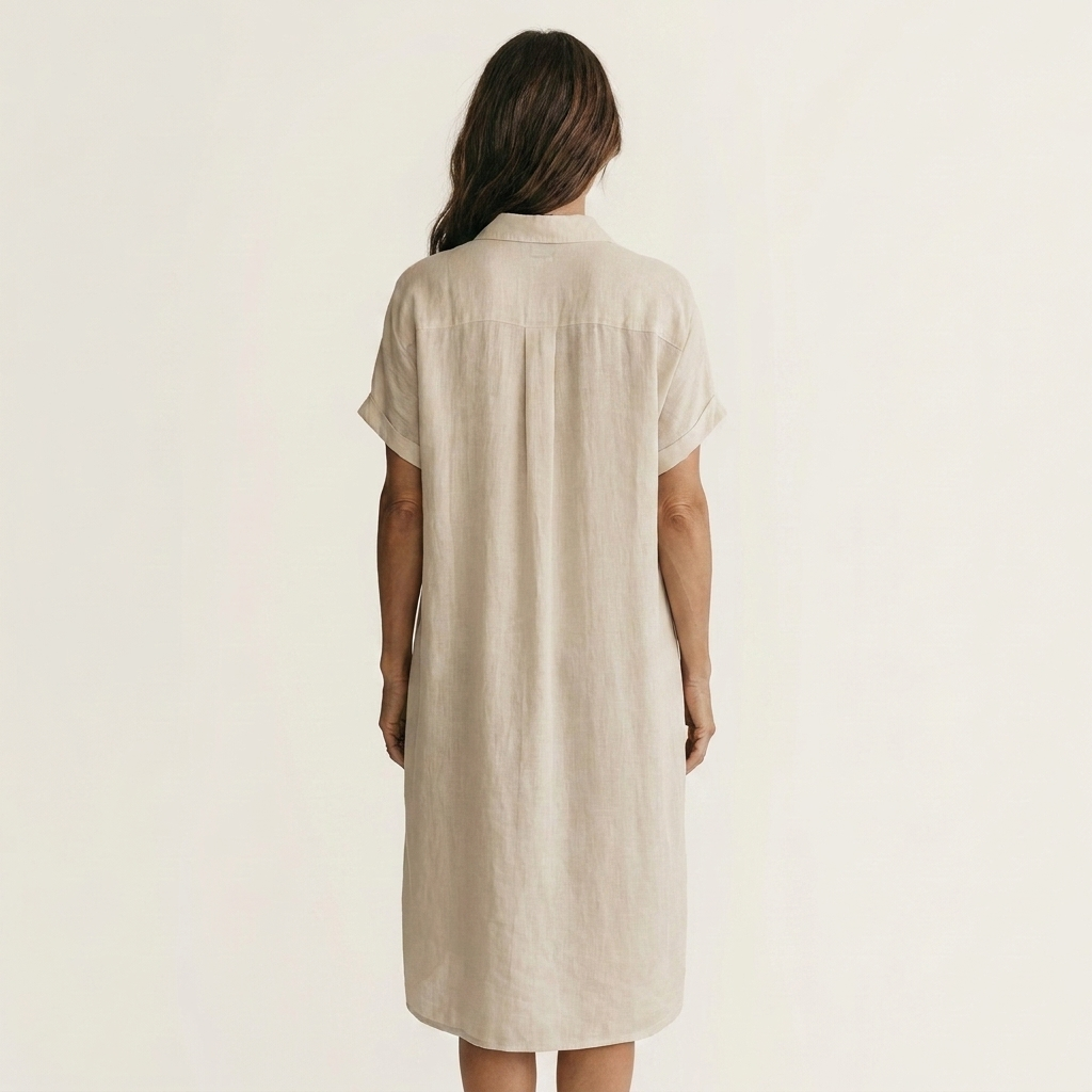 Nidalie | Vestido Camisero Midi con Puños Vueltos, Fresco y Casual