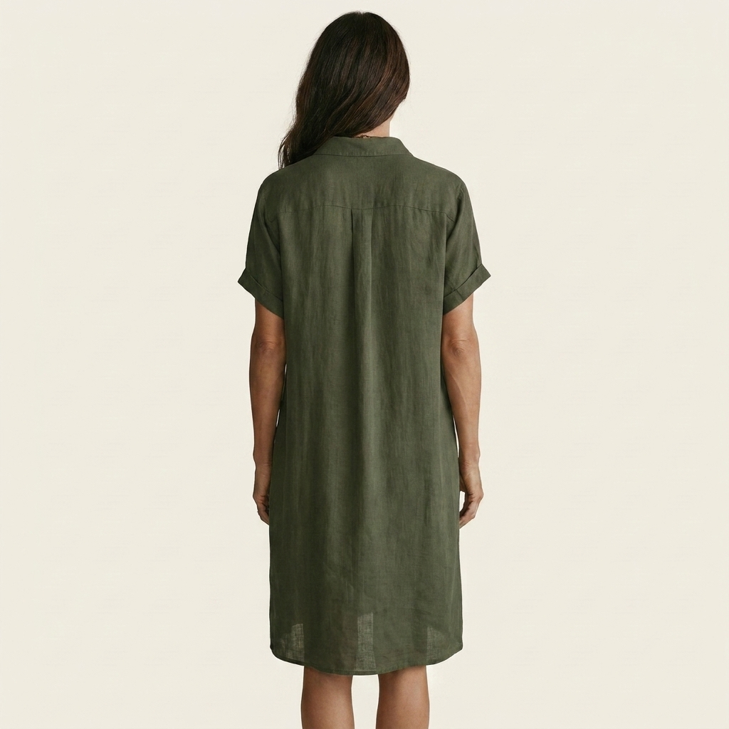 Nidalie | Vestido Camisero Midi con Puños Vueltos, Fresco y Casual