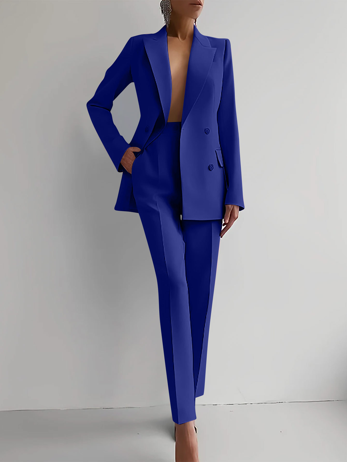 Ambre | Traje de Blazer Cruzada y Pantalón Pitillo, Elegante