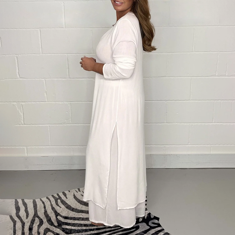 Delphine | Conjunto de Túnica Larga y Pantalón Ancho, Fluido