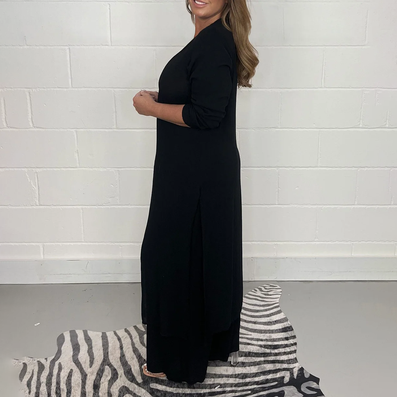 Delphine | Conjunto de Túnica Larga y Pantalón Ancho, Fluido