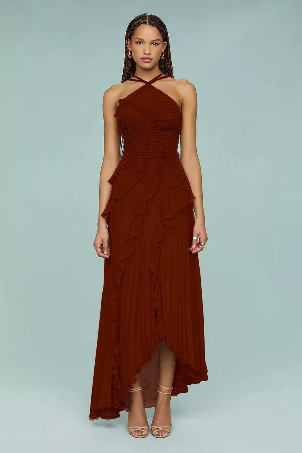 Liyana | Vestido con Volante en Espiral, Fluido y Femenino