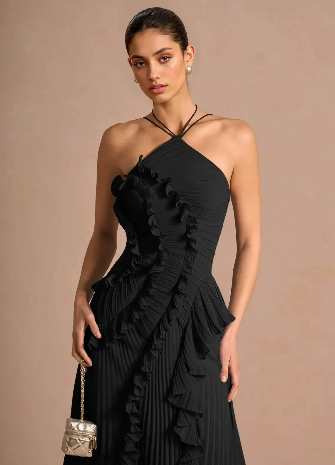 Liyana | Vestido con Volante en Espiral, Fluido y Femenino