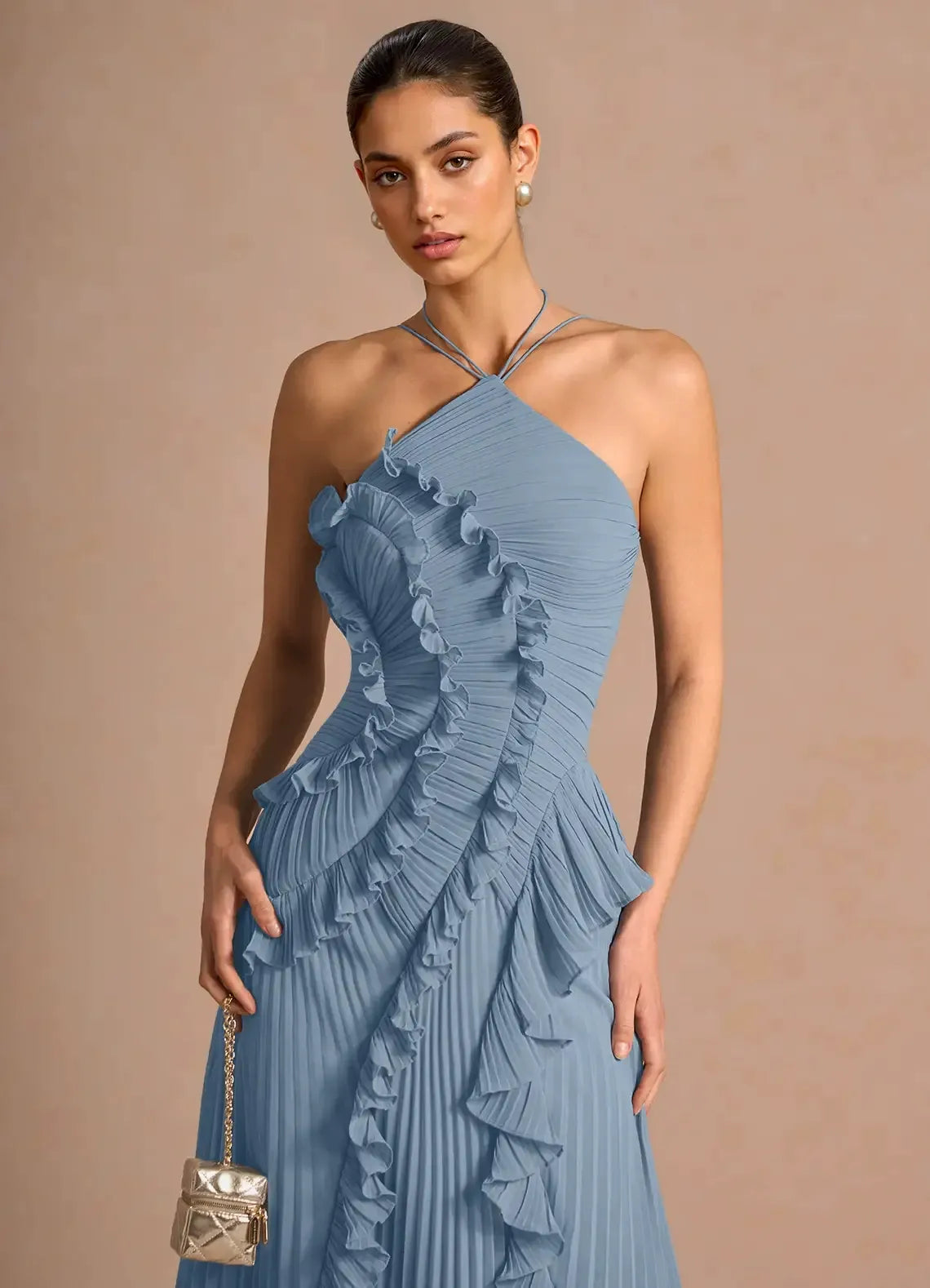 Liyana | Vestido con Volante en Espiral, Fluido y Femenino