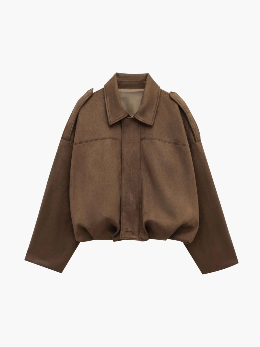 Mireya | Cazadora Bomber de Antelina con Cuello, Moderna