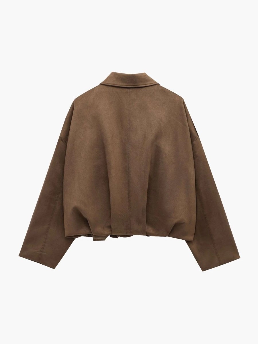 Mireya | Cazadora Bomber de Antelina con Cuello, Moderna
