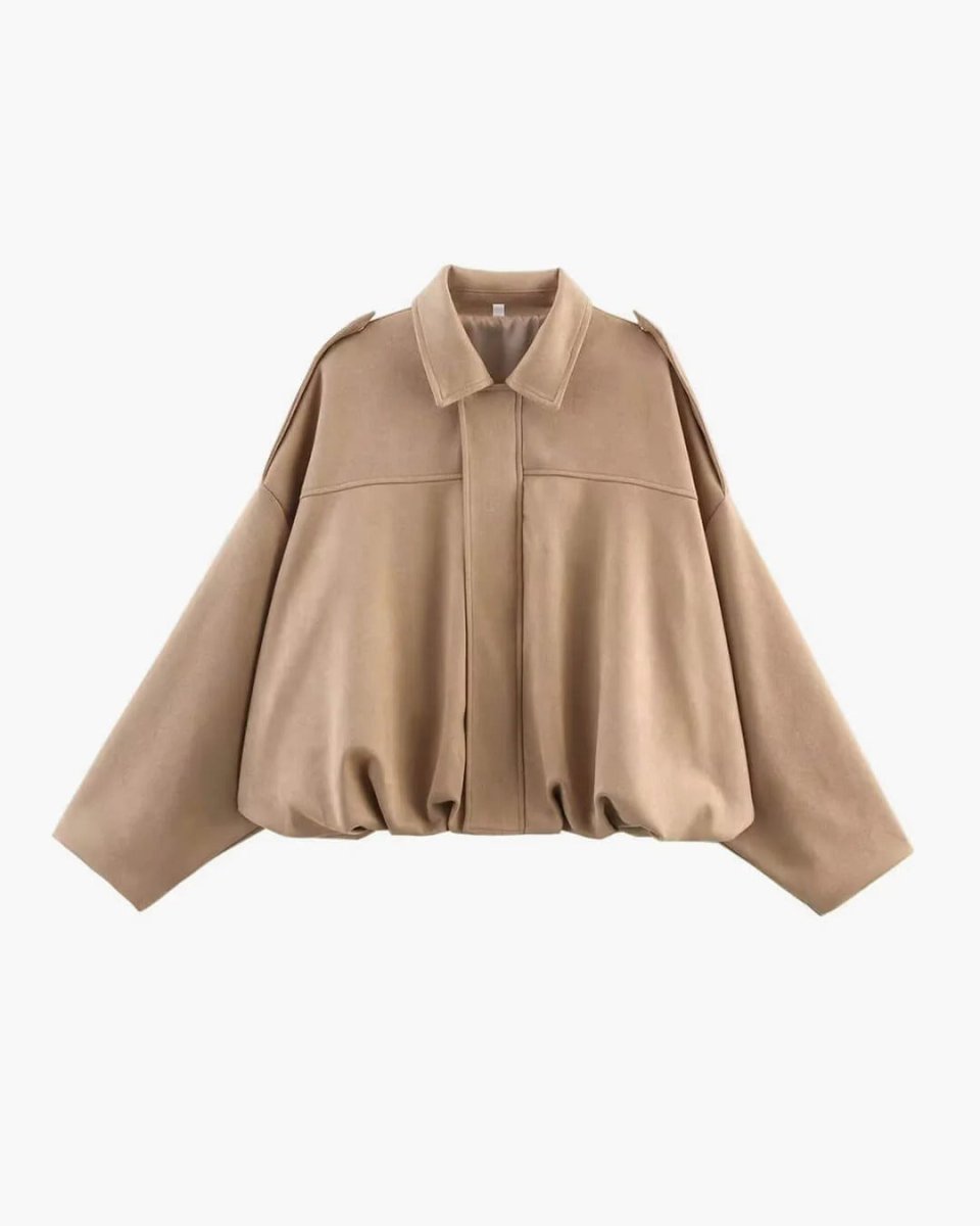 Mireya | Cazadora Bomber de Antelina con Cuello, Moderna