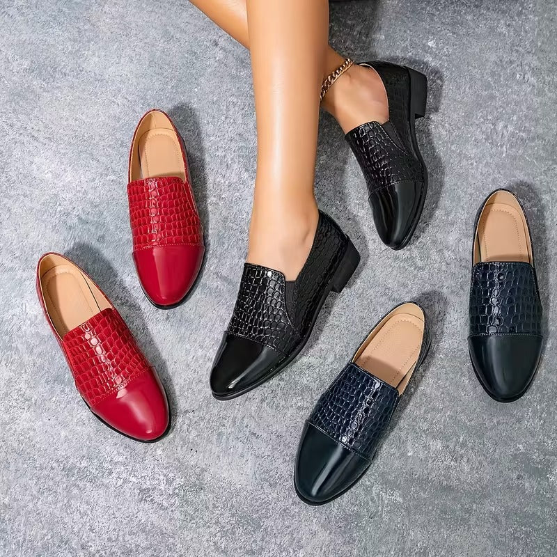 Ariella | Mocasines Clásicos con Textura Efecto Cocodrilo, Refinados