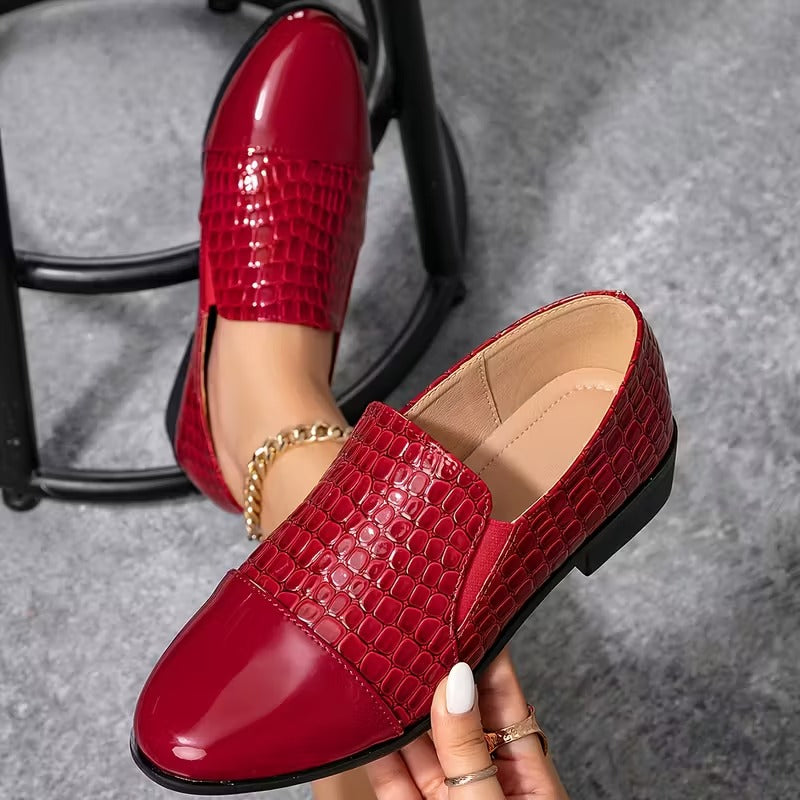 Ariella | Mocasines Clásicos con Textura Efecto Cocodrilo, Refinados