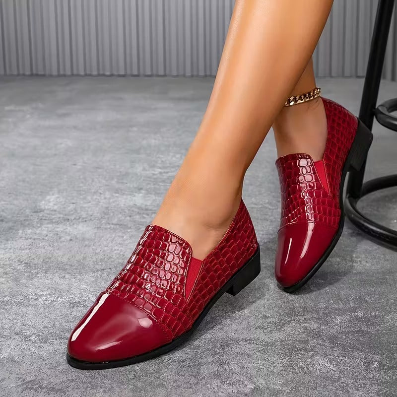 Ariella | Mocasines Clásicos con Textura Efecto Cocodrilo, Refinados