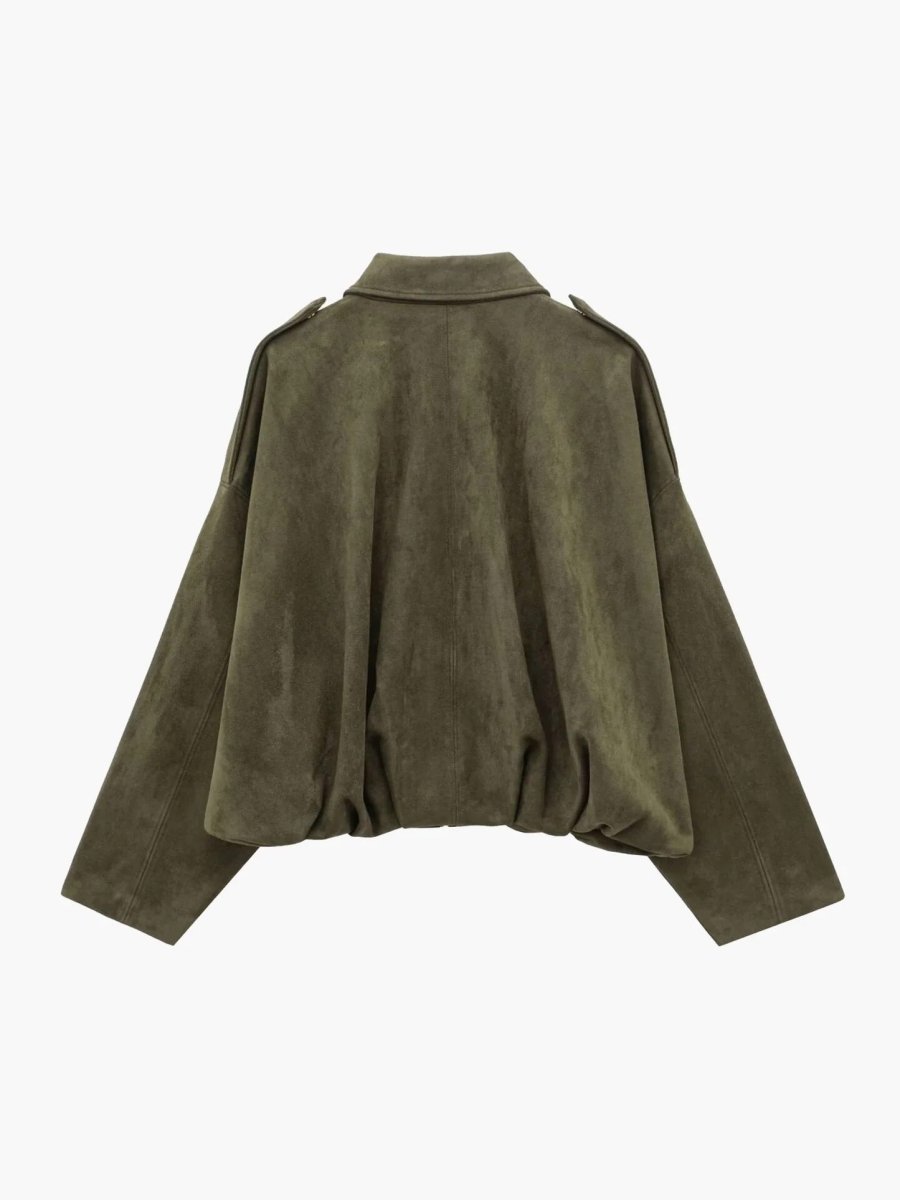 Mireya | Cazadora Bomber de Antelina con Cuello, Moderna