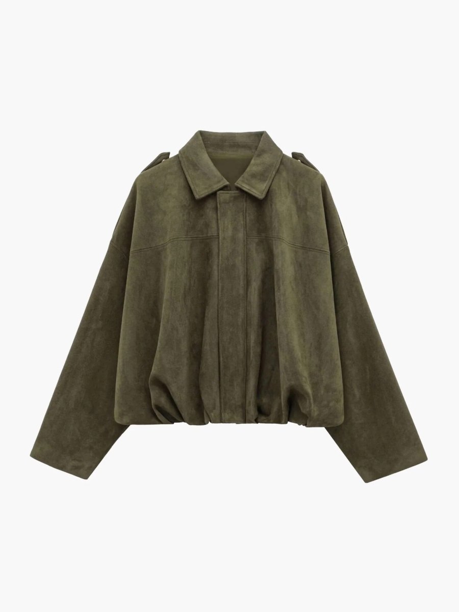 Mireya | Cazadora Bomber de Antelina con Cuello, Moderna