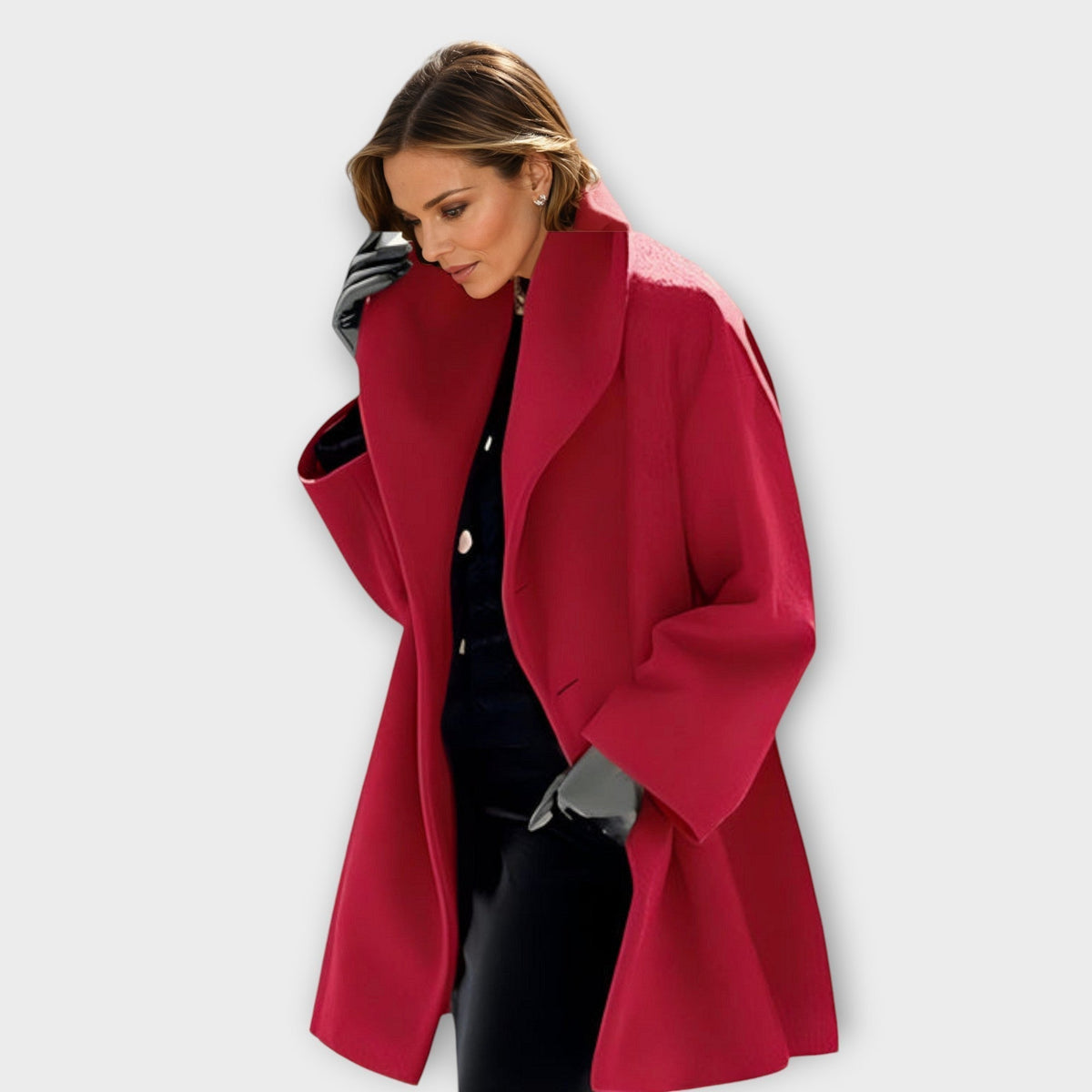 Capucine | Abrigo de Lana con Cuello Chal Drapeado, Elegante