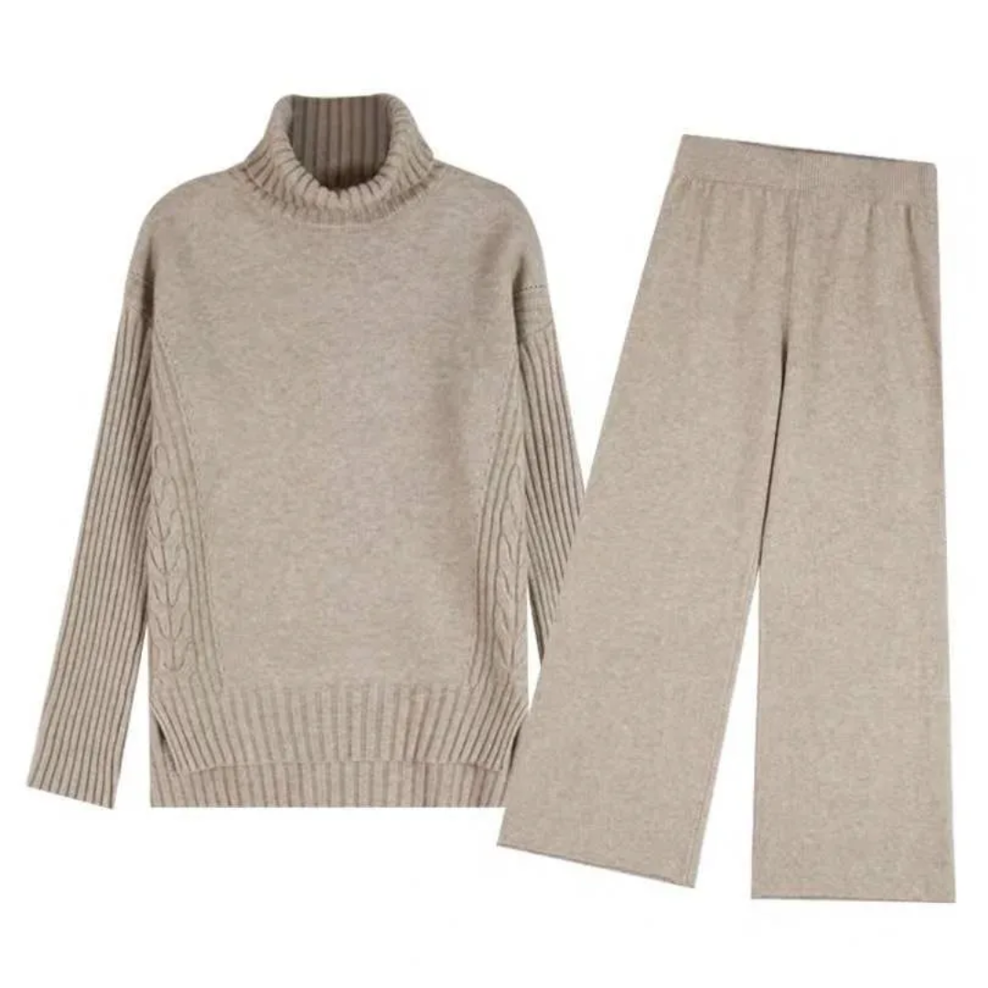 Milagros | Conjunto de Jersey de Cuello Alto y Pantalón Acampanado, Acogedor