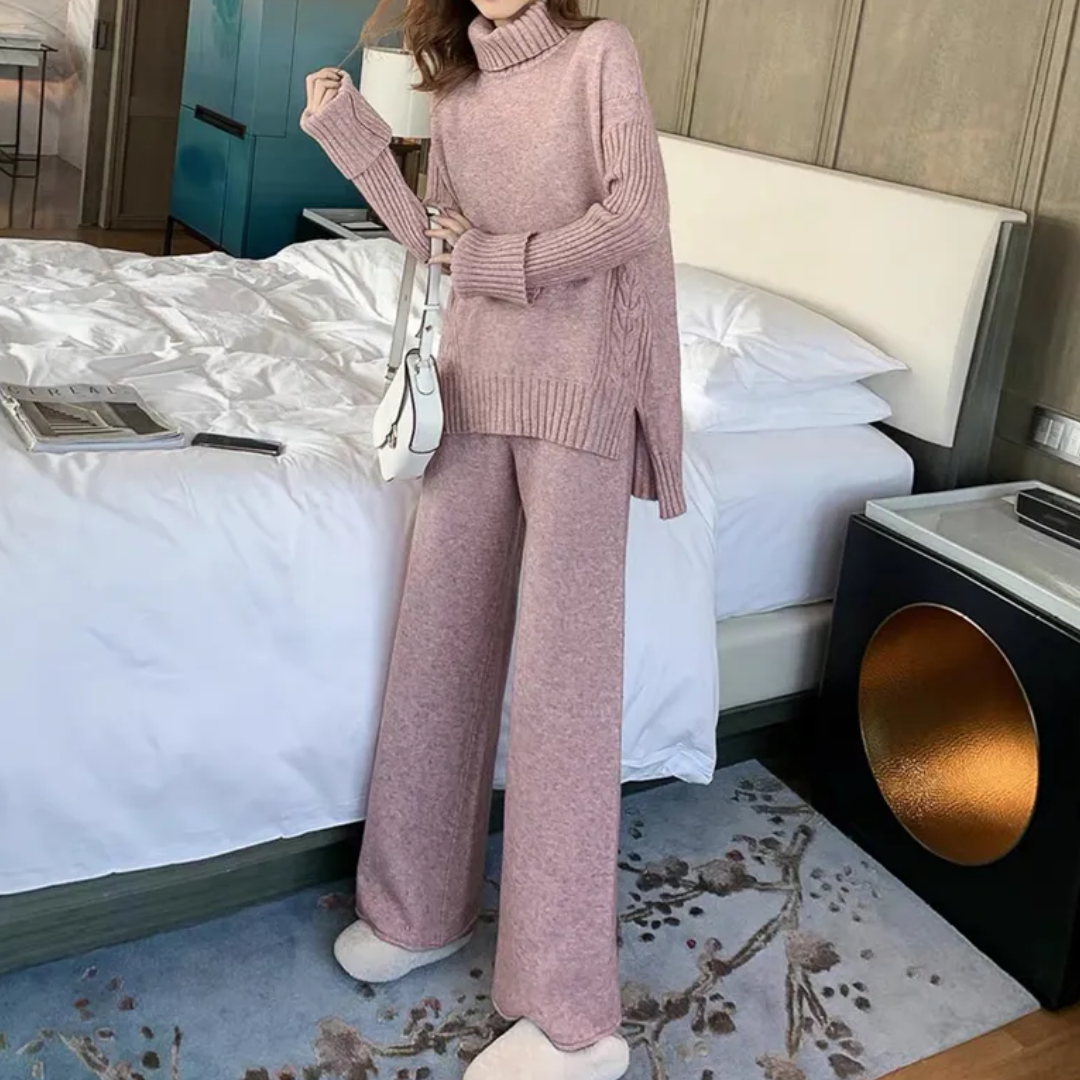 Milagros | Conjunto de Jersey de Cuello Alto y Pantalón Acampanado, Acogedor