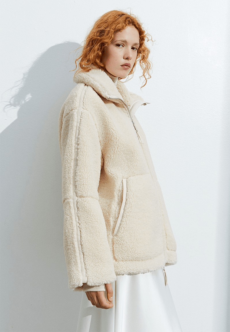 Raffaella | Chaqueta Teddy con Doble Cremallera, Acogedora